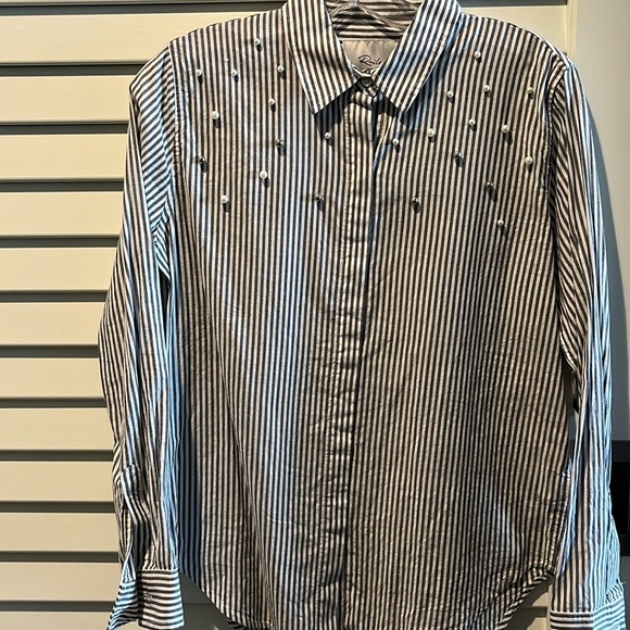 RAILS. Grey and white button down with pearls. Size xs. Worn once - Picture 1 of 6